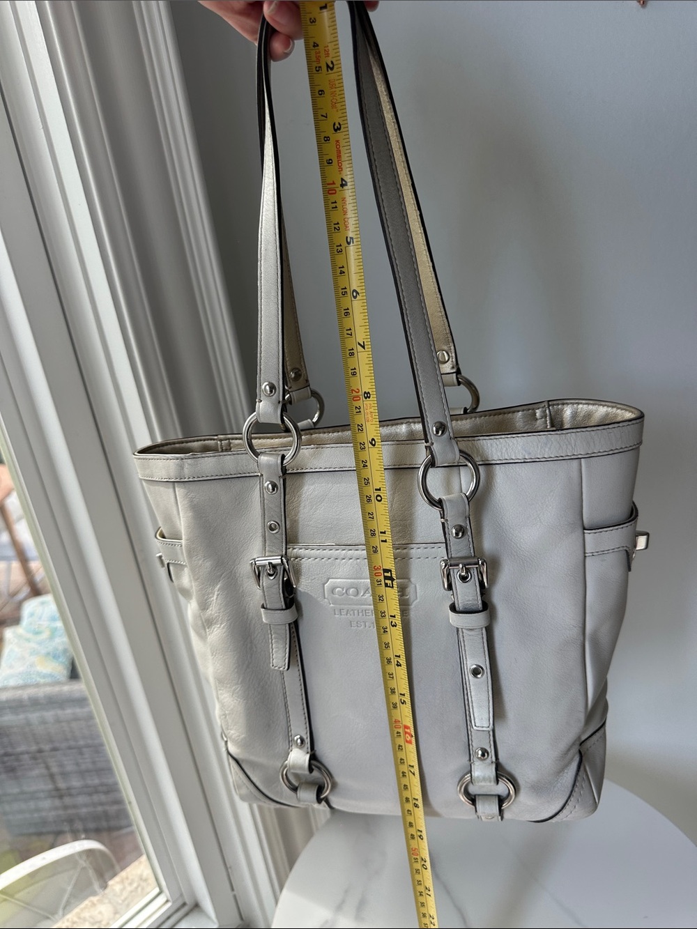 COACH VINTAGE Y2K Light Gray Grey Gallery Lunch Leather Tote Shoulder Bag Purse